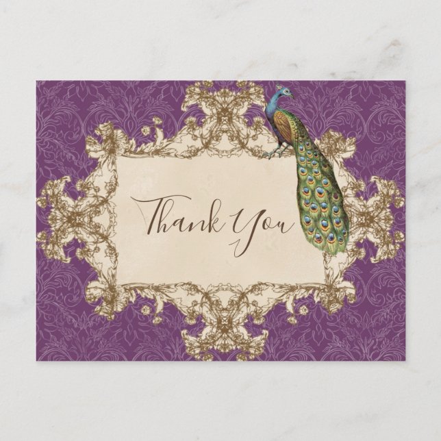 Vintage Peacock & Etchings, Thank You Notes (Front)