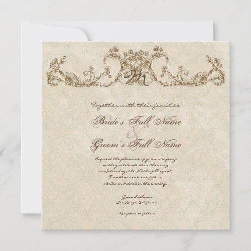 Vintage Peacock &amp; Etchings Wedding Invitation