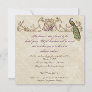 Vintage Peacock & Etchings Wedding Invitation