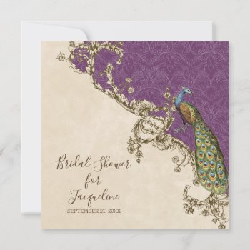 Vintage Peacock & Etchings Wedding Invitation by AudreyJeanne at Zazzle