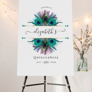 Vintage Peacock Fantasy Quinceañera Welcome Foam Board