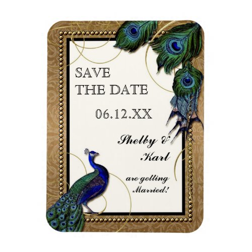 Vintage Peacock Feather 7 _ Formal Elegant Wedding Magnet