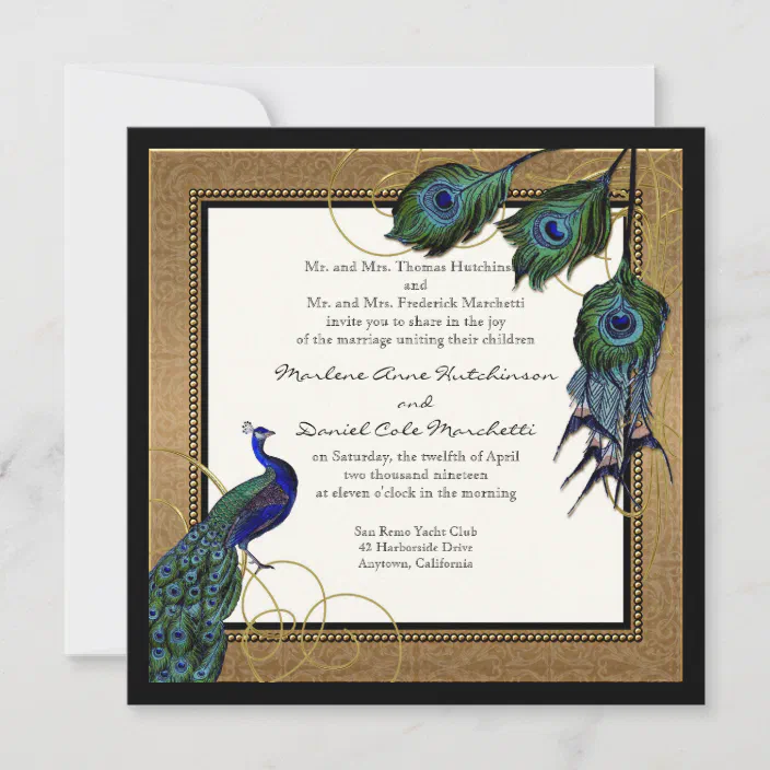 Any Occasion PEACOCK FEATHER Invitations FREE SHIPPING! 