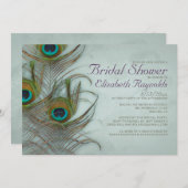 Vintage Peacock Feather Bridal Shower Invitations (Front/Back)