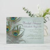 Vintage Peacock Feather Bridal Shower Invitations (Standing Front)