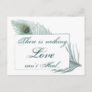 Vintage Peacock Feather Inspirational Love Quote Postcard