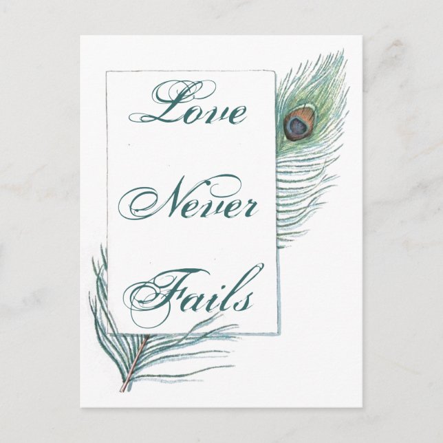 Vintage Peacock Feather Inspirational Love Quote Postcard (Front)