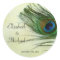 Vintage Peacock Feather Round Wedding Favor Label