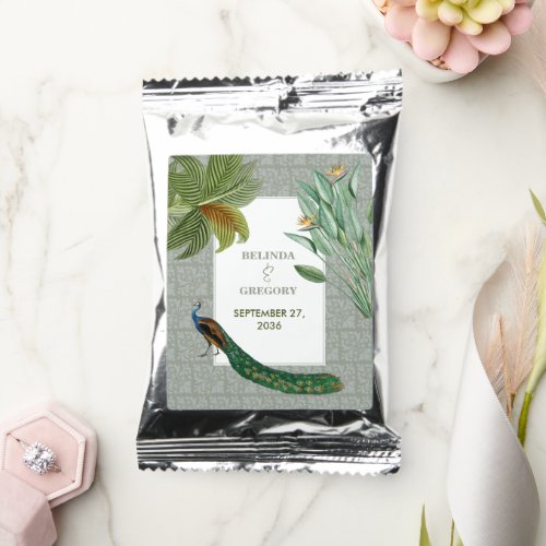Vintage Peacock Feather Tropical Greenery Wedding  Coffee Drink Mix
