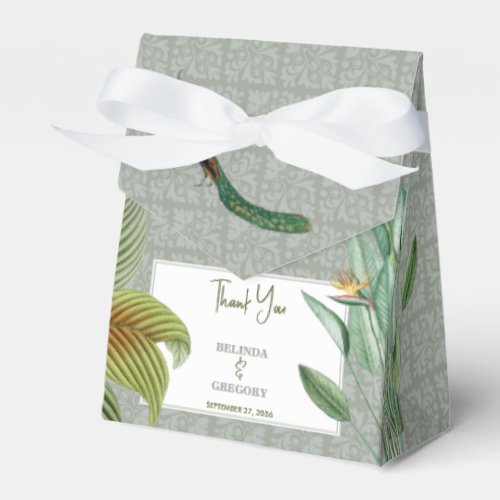 Vintage Peacock Feather Tropical Greenery Wedding  Favor Boxes