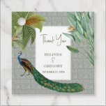 Vintage Peacock Feather Tropical Greenery Wedding  Favor Tags<br><div class="desc">A vintage peacock bird design with tropical greenery and damask pattern background. This design is ideal for all seasons. An elegant watercolor design in a contemporary theme. A classy wedding thank you favor tag with glorious peacock feathers and modern elements. Matching wedding invitations and other stationery items are also available....</div>
