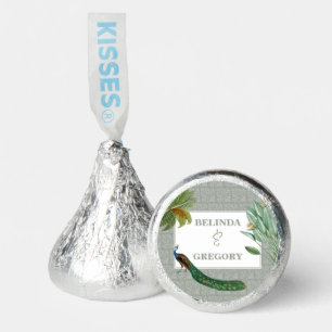 Vintage Peacock Feather Tropical Greenery Wedding Hershey®'s Kisses®