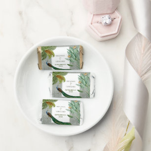 Vintage Peacock Feather Tropical Greenery Wedding Hershey's Miniatures