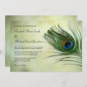 Vintage Peacock Feather Wedding Invitations (Front/Back)