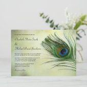 Vintage Peacock Feather Wedding Invitations (Standing Front)