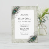 Vintage Peacock Feathers Bridal Shower Invitations (Standing Front)