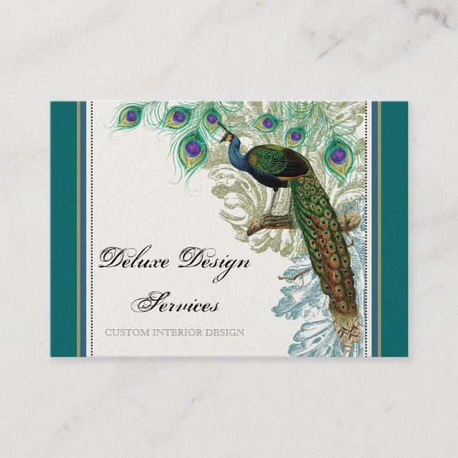 Vintage Peacock, Feathers - Elegant Business Cards (Front)