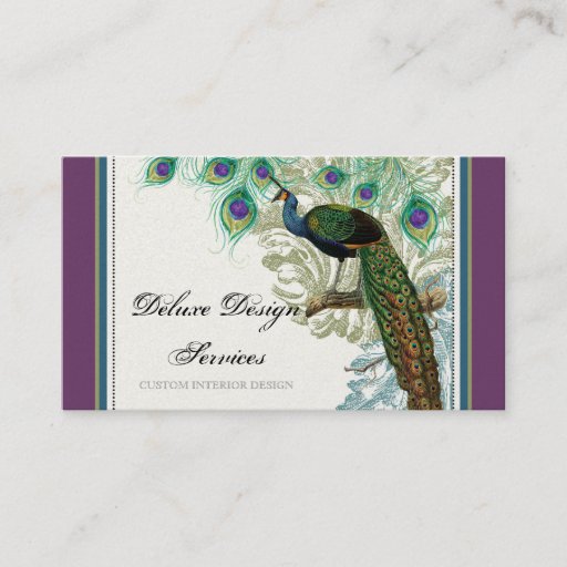 Customizable Vintage Peacock, Feathers - Elegant Business Cards