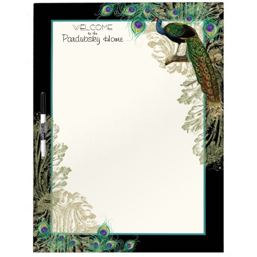 Vintage Peacock Feathers Etchings _ Kitchen Decor Dry_Erase Board