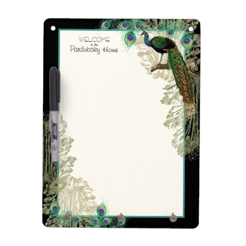 Vintage Peacock Feathers Etchings _ Kitchen Decor Dry Erase Board