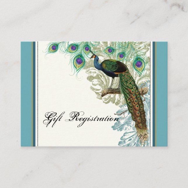 Vintage Peacock, Feathers - Gift Registration Card (Front)
