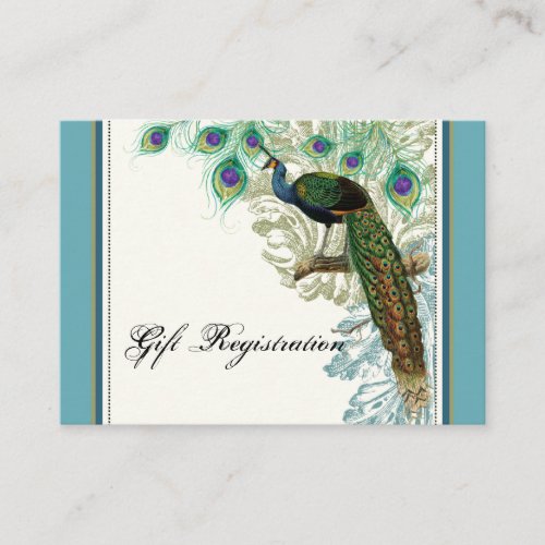 Vintage Peacock Feathers _ Gift Registration Card