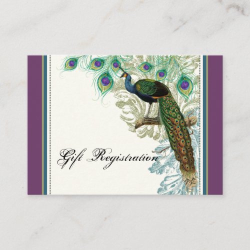 Vintage Peacock Feathers _ Gift Registration Card