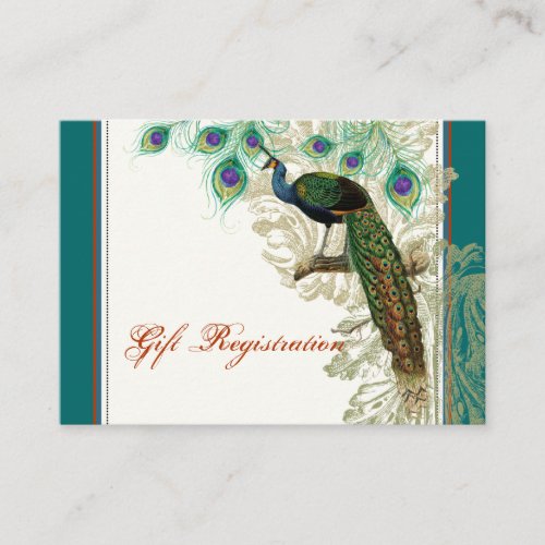 Vintage Peacock Feathers _ Gift Registration Card