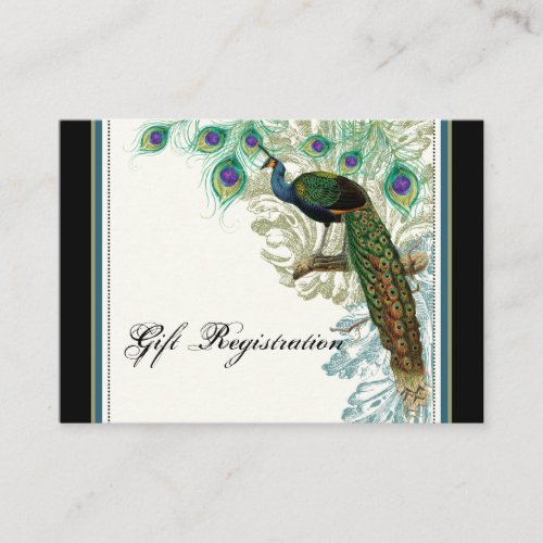 Vintage Peacock Feathers _ Gift Registration Card