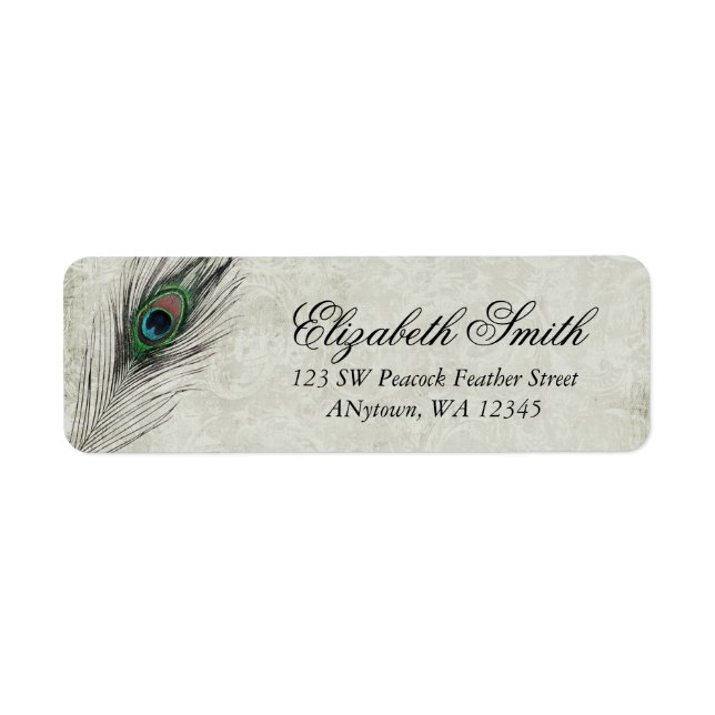 Vintage Peacock Feathers Label (Front)