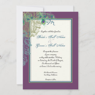 Vintage Peacock, Feathers n Etchings - Invitation