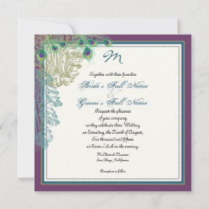 Vintage Peacock, Feathers n Etchings - Invitation