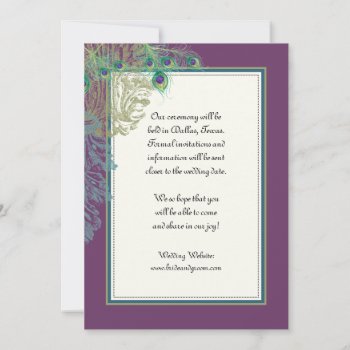 Vintage Peacock  Feathers N Etchings Save The Date by AudreyJeanne at Zazzle