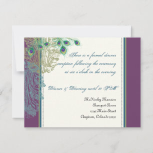 Vintage Peacock, Feathers Reception Invitation