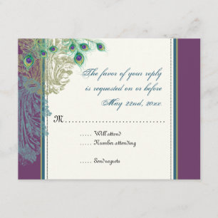 Vintage Peacock, Feathers RSVP response card