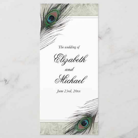 Vintage Peacock Feathers Wedding Program Zazzle Com