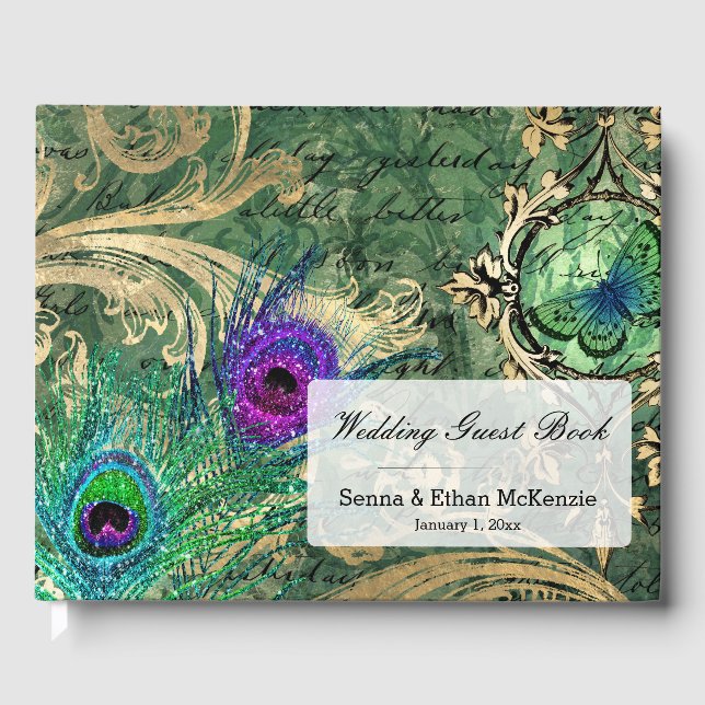 Vintage Peacock for all occasions Guest Book (Front)