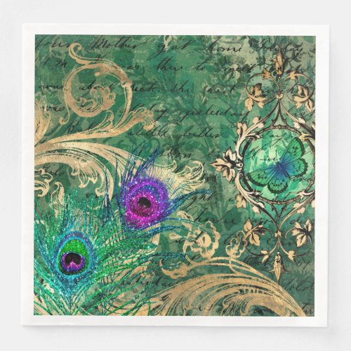 Vintage Peacock for all occasions Paper Dinner Napkins