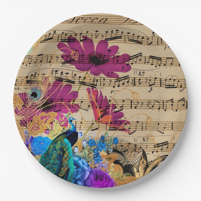 Vintage Peacock for all occasions Paper Plates (Front)