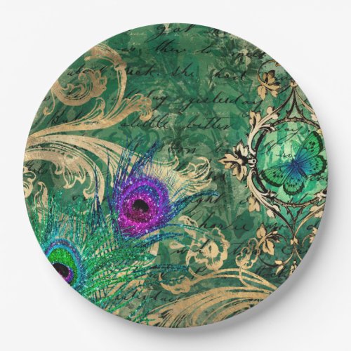 Vintage Peacock for all occasions Paper Plates