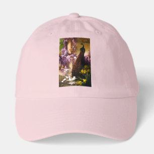 Vintage Peacock Garden Artwork Romantic Wisteria Hat