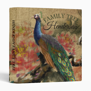 Vintage Peacock Genealogy Family Tree 3 Ring Binder