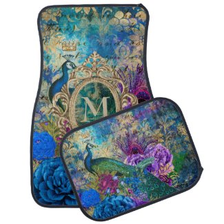 Vintage Peacock Gold Blue Purple Monogram