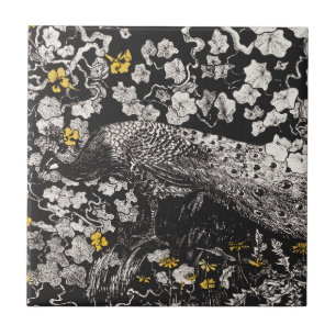 Vintage Peacock Illustration by Theo van Hoytema Ceramic Tile
