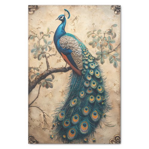 Vintage Peacock Indian Painting Decoupage Tissue Paper