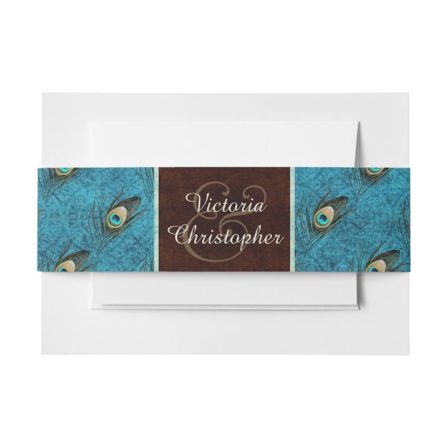 Vintage Peacock Invitation Belly Band (Front Example)
