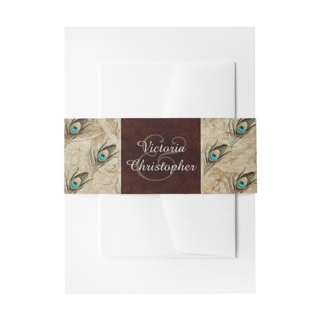 Vintage Peacock Invitation Belly Band (Front Example)