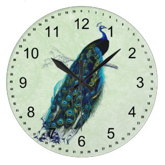 Vintage Peacock Large Clock