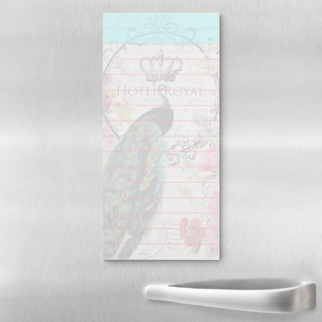 Vintage peacock magnetic notepad (In Situ)