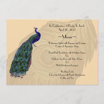 Vintage Peacock Menu Cards by TwoBecomeOne at Zazzle